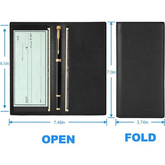 Leather RFID Checkbook Cover Wallet for Men Women Credit Card Holder Slim - Picture 4 of 7